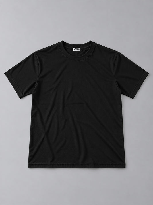 Lace Clothing Basic Shirt Black, Vorderseite flach mit LACE. Logo #black