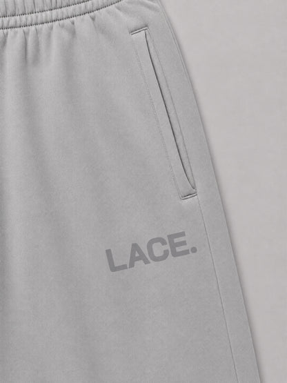 Logo Sweat Shorts Mid Grey, Detail LACE. Logo und Kordelzug, Lace Clothing #mid-grey