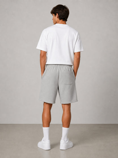 Logo Sweat Shorts Mid Grey am Model, Rückansicht, Lace Clothing #mid-grey
